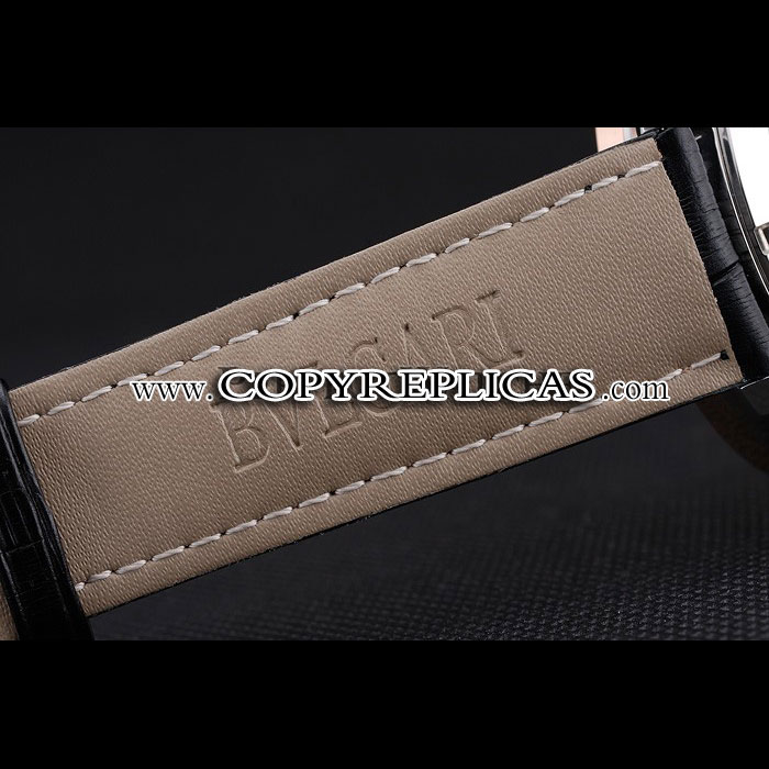 Bvlgari Novelties White Dial Gold Case Black Leather Strap BV5844 - Photo-4