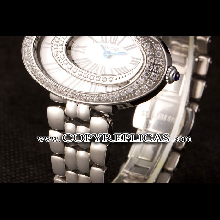 Cartier Baignoire Hypnose White Dial Diamonds Steel Case Steel Bracelet CTR5855 - Photo-3