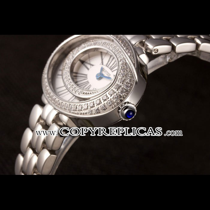 Cartier Baignoire Hypnose White Dial Diamonds Steel Case Steel Bracelet CTR5855 - Photo-4