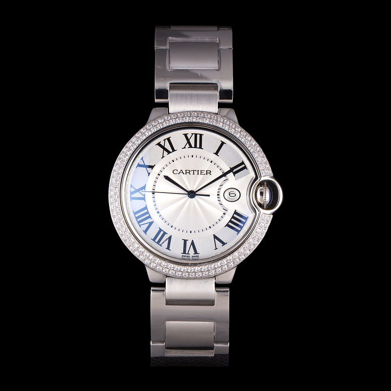 Cartier Ballon Bleu 44mm White Dial Diamonds Stainless Steel Case And Bracelet CTR5860