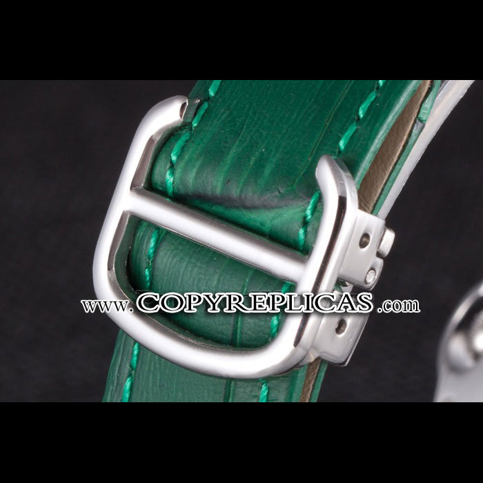 Cartier Ballon Bleu Silver Bezel with Green Dial and Green Leather Band CTR5899 - Photo-3