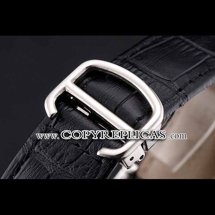 Swiss Cartier Ballon Bleu GMT Silver Dial Stainless Steel Case Black Leather Strap CTR5920 - Photo-3