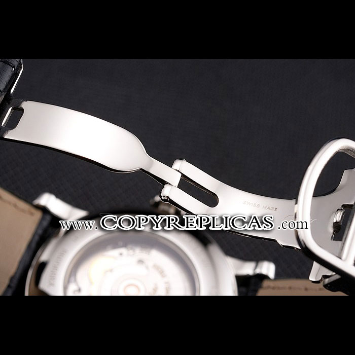 Swiss Cartier Ballon Bleu GMT Silver Dial Stainless Steel Case Black Leather Strap CTR5920 - Photo-4