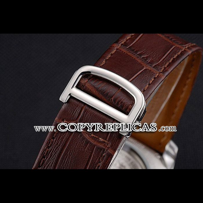 Cartier Calibre Tourbillon White Dial Stainless Steel Case Brown Leather Strap CTR5933 - Photo-3