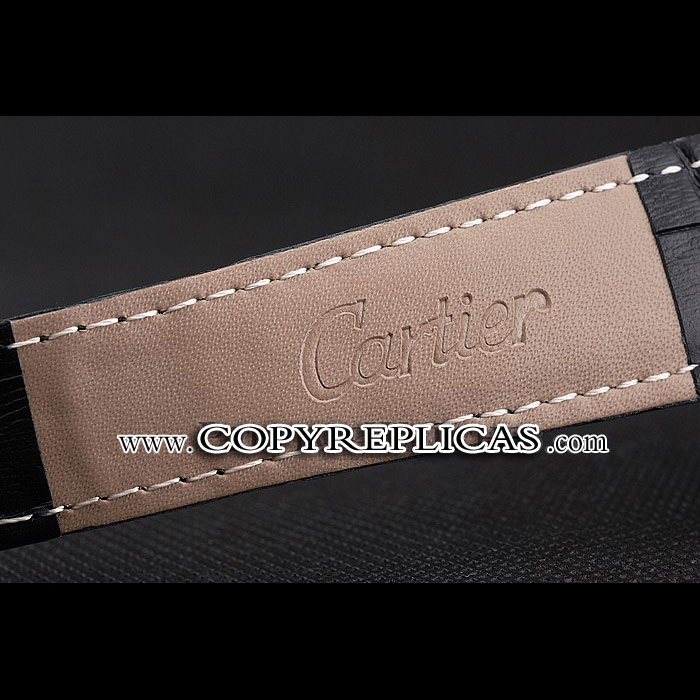 Cartier Calibre De Cartier Small Seconds Black White Dial Gold Case Black Leather Strap CTR5941 - Photo-3