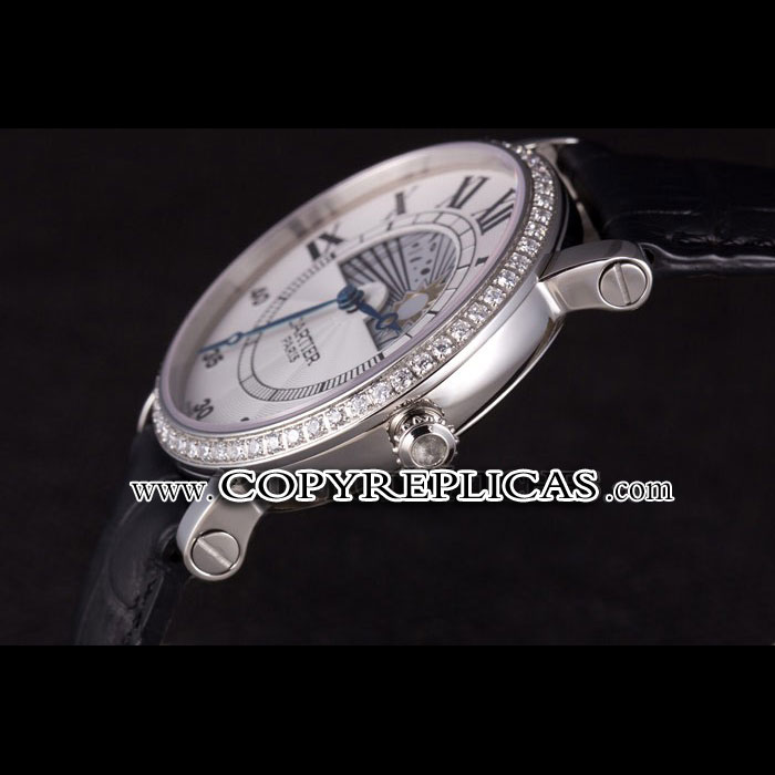 Cartier Moonphase Silver Watch with Black Leather Band ct255 CTR5945 - Photo-3