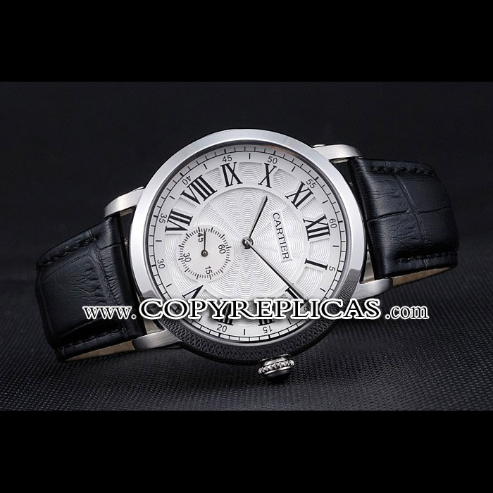 Cartier Ronde Louis White Dial Black Leather Strap CTR5950 - Photo-2