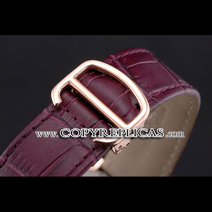 Cartier Ronde Louis Cartier White Dial Gold Case Purple Leather Strap CTR5955 - Photo-3