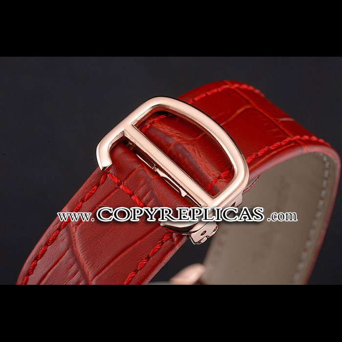 Cartier Ronde Louis Cartier White Dial Gold Case Red Leather Strap CTR5957 - Photo-3