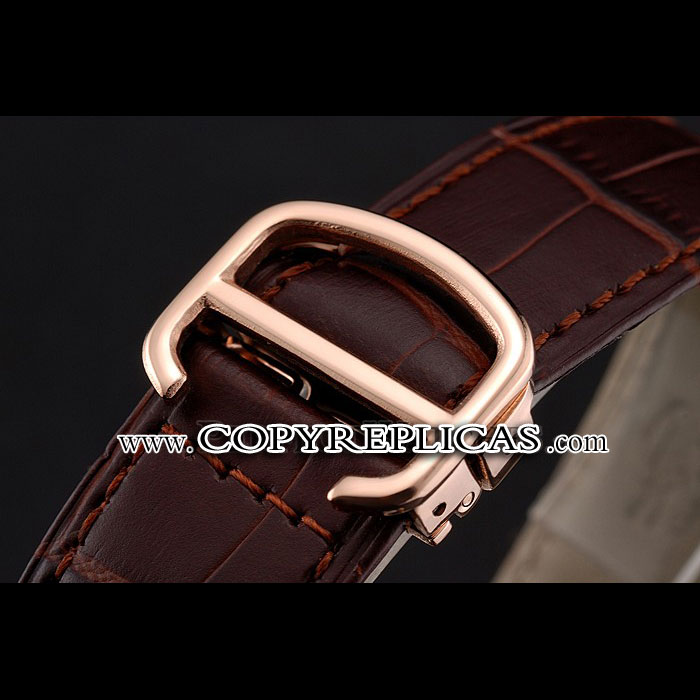 Cartier Ronde Solo Brown Dial Diamond Bezel Rose Gold Case Brown Leather Strap CTR5959 - Photo-3