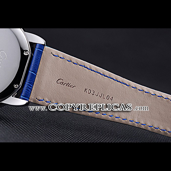 Swiss Cartier Ronde Solo Stainless Steel Diamond Case Blue Dial Roman Numerals CTR5960 - Photo-4