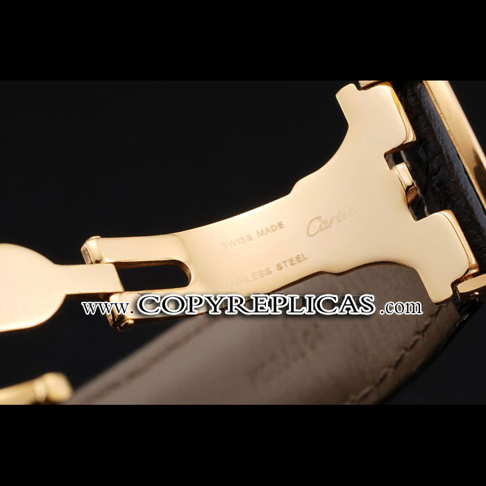 Swiss Cartier Ronde Solo Black Dial Gold Diamond Case Black Leather Strap CTR5967 - Photo-4