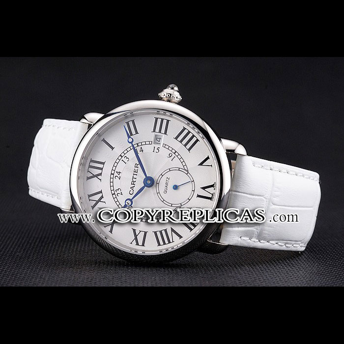 Cartier Ronde Louis Cartier White Dial Stainless Steel Case White Leather Strap CTR5969 - Photo-2