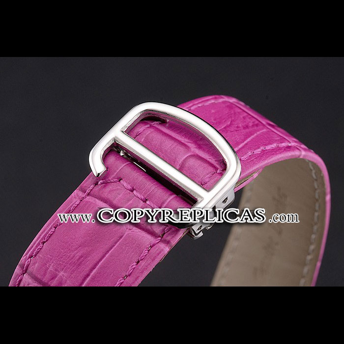 Cartier Ronde Louis Cartier White Dial Stainless Steel Case Fuchsia Leather Strap CTR5970 - Photo-3