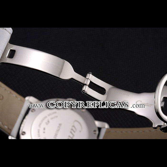 Cartier Ronde White Dial Stainless Steel Case White Leather Strap CTR5975 - Photo-4