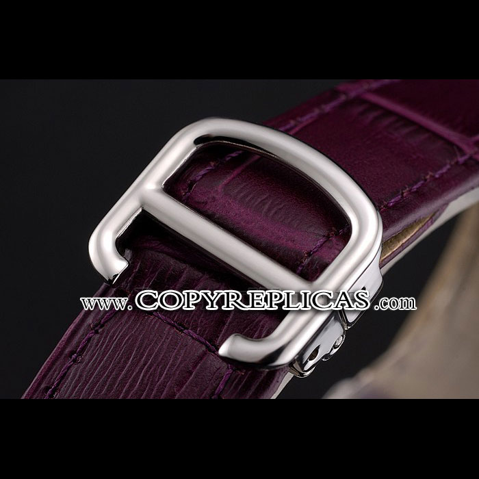 Cartier Ronde White Dial Stainless Steel Case Purple Leather Strap CTR5976 - Photo-3