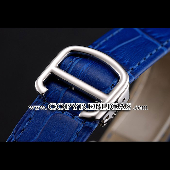 Cartier Ronde White Dial Diamond Hour Marks Stainless Steel Case Blue Leather Strap CTR5977 - Photo-3