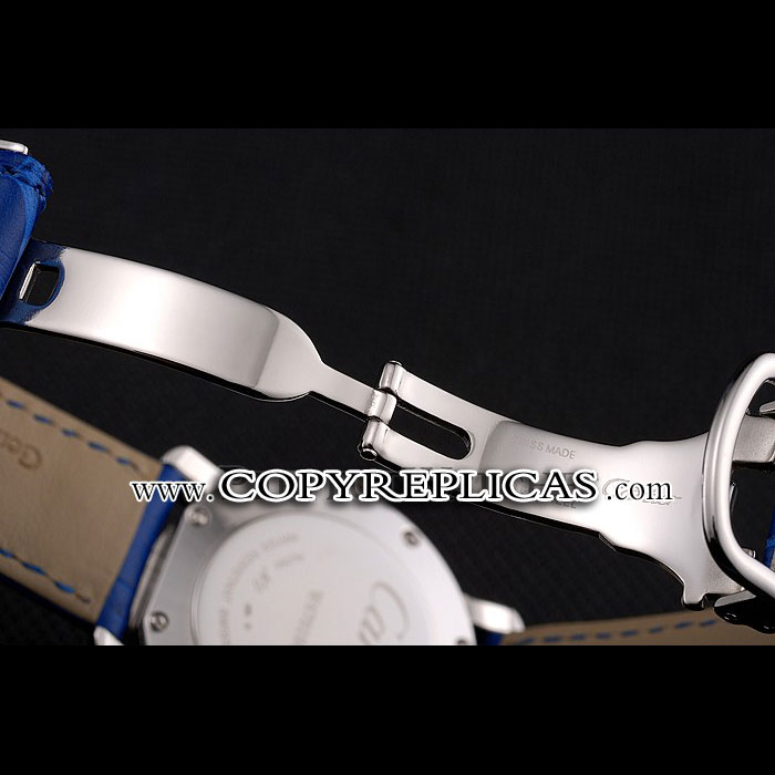 Cartier Ronde White Dial Diamond Hour Marks Stainless Steel Case Blue Leather Strap CTR5977 - Photo-4