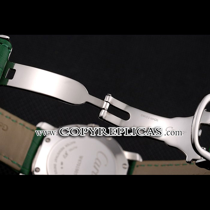 Cartier Ronde White Dial Diamond Bezel Stainless Steel Case Green Leather Strap CTR5978 - Photo-4