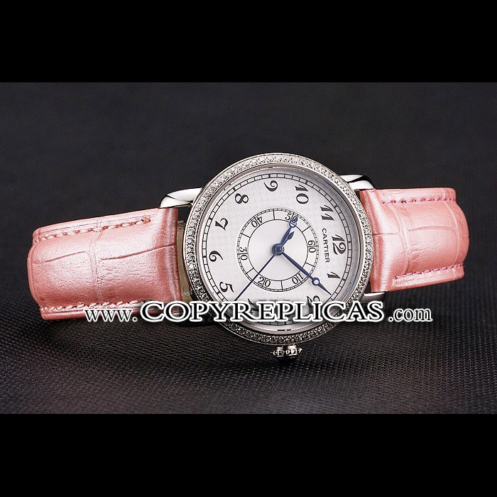 Cartier Ronde White Dial Diamond Bezel Stainless Steel Case Pink Leather Strap CTR5980 - Photo-2