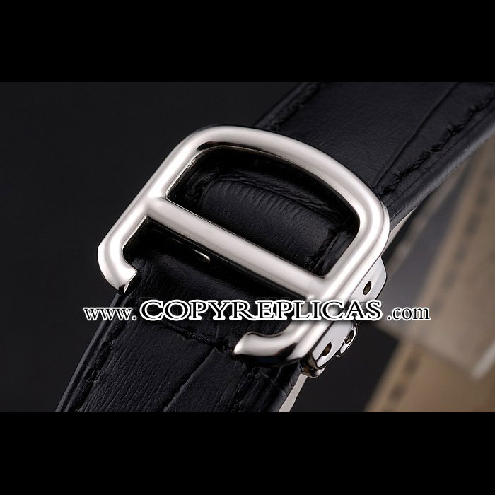 Cartier Ronde Black Dial Diamond Bezel Stainless Steel Case Black Leather Strap CTR5981 - Photo-3