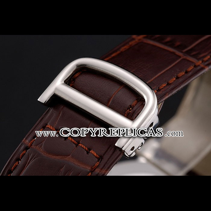 Cartier Ronde Solo Black Dial Diamond Hour Marks Stainless Steel Case Brown Strap CTR5983 - Photo-3