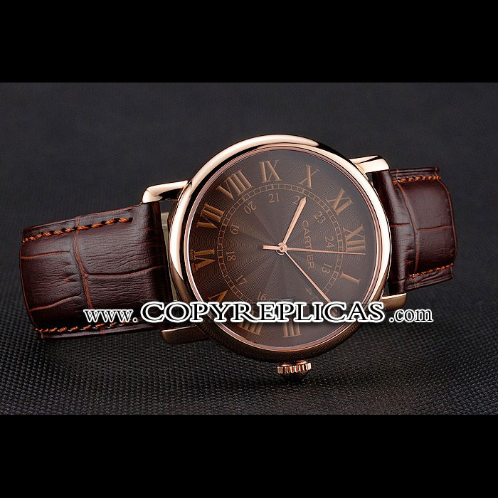 Cartier Ronde Solo Brown Dial Rose Gold Case Brown Leather Strap CTR5985 - Photo-2