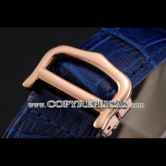 Cartier Ronde Solo Blue Dial Diamond Hour Marks Rose Gold Case Blue Leather Strap CTR5986 - Photo-3