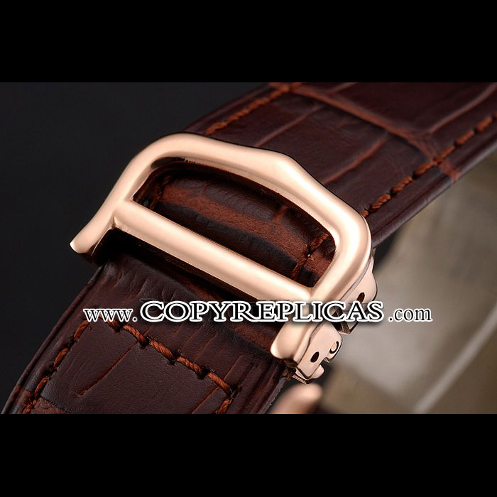 Cartier Ronde Solo Brown Dial Diamond Hour Marks Rose Gold Case Brown Leather Strap CTR5987 - Photo-3