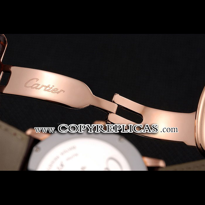 Cartier Ronde Solo Brown Dial Diamond Hour Marks Rose Gold Case Brown Leather Strap CTR5987 - Photo-4