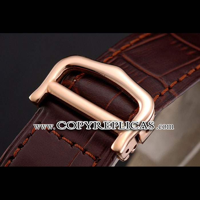 Cartier Ronde Solo Black Dial Diamond Bezel Rose Gold Case Brown Leather Strap CTR5988 - Photo-3
