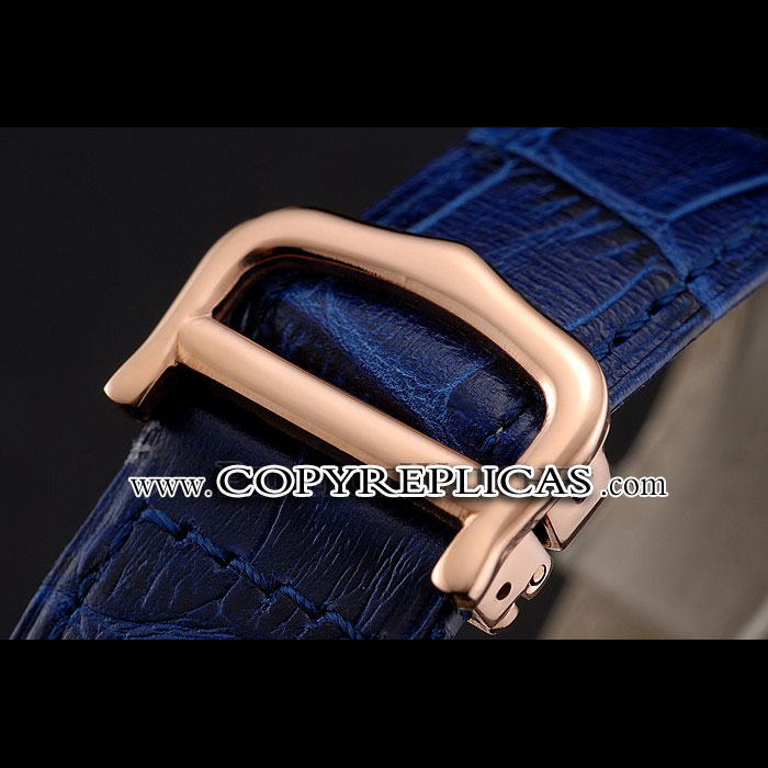 Cartier Ronde Solo White Dial Diamond Bezel Rose Gold Case Blue Leather Strap CTR5989 - Photo-3