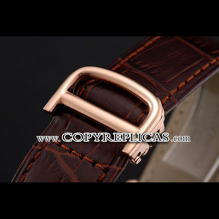 Cartier Ronde Solo Brown Dial Diamond Hour Marks And Bezel Rose Gold Leather Strap CTR5990 - Photo-3