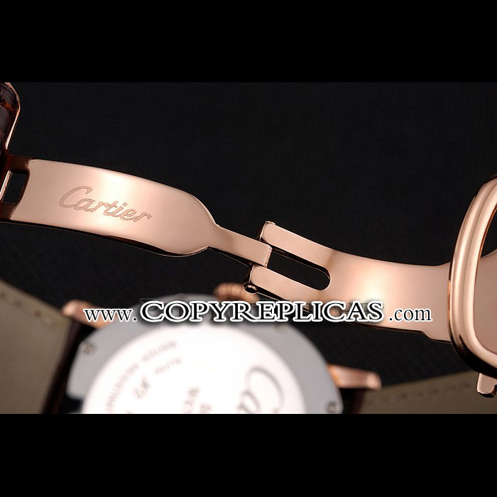 Cartier Ronde Solo Brown Dial Diamond Hour Marks And Bezel Rose Gold Leather Strap CTR5990 - Photo-4