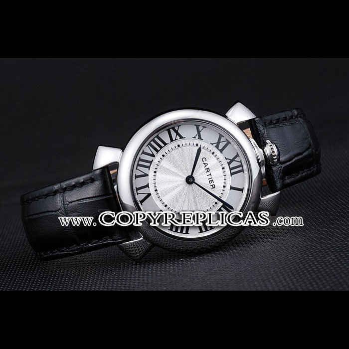 Cartier Rotonde Blue Crown Black Leather Bracelet CTR6001 - Photo-2