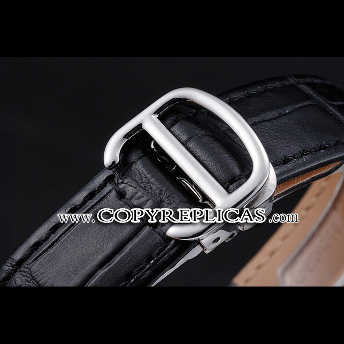 Cartier Rotonde Blue Crown Black Leather Bracelet CTR6001 - Photo-3