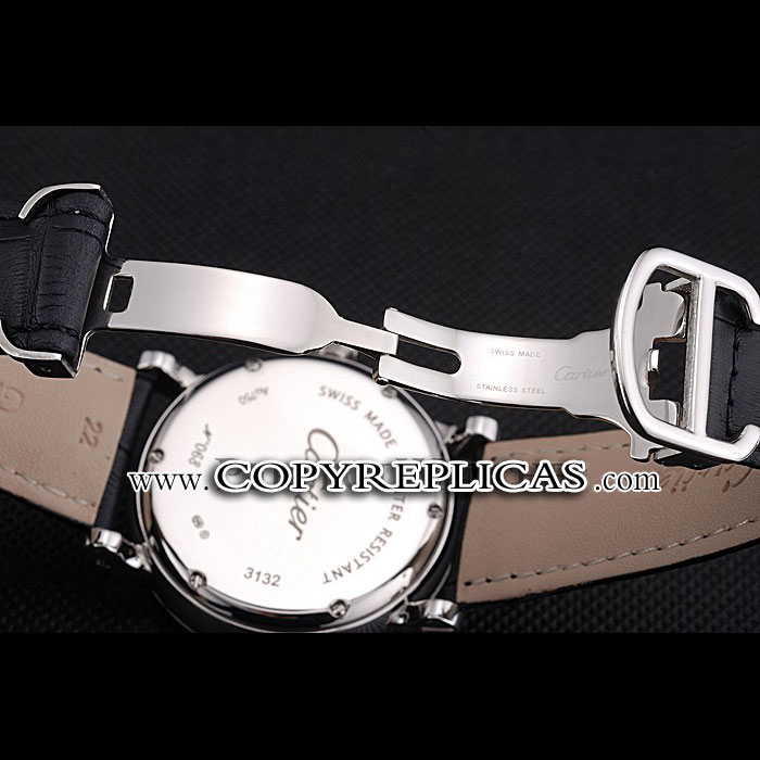 Cartier Rotonde White Dial Stainless Steel Case Black Leather Strap CTR6002 - Photo-4