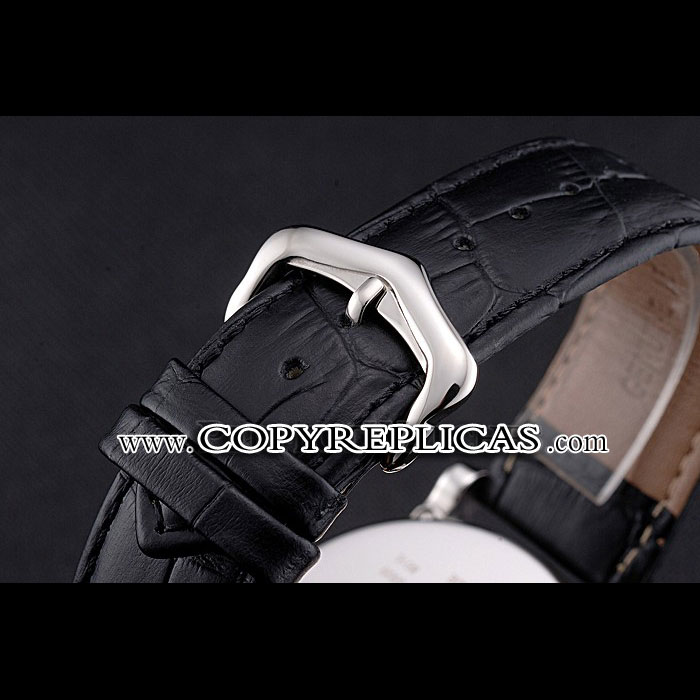 Cartier Rotonde Date White Dial Stainless Steel Case Black Leather Strap CTR6010 - Photo-3