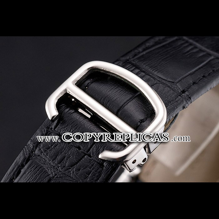 Swiss Cartier Rotonde Annual Calendar White Dial Stainless Steel Case Black Strap CTR6012 - Photo-4