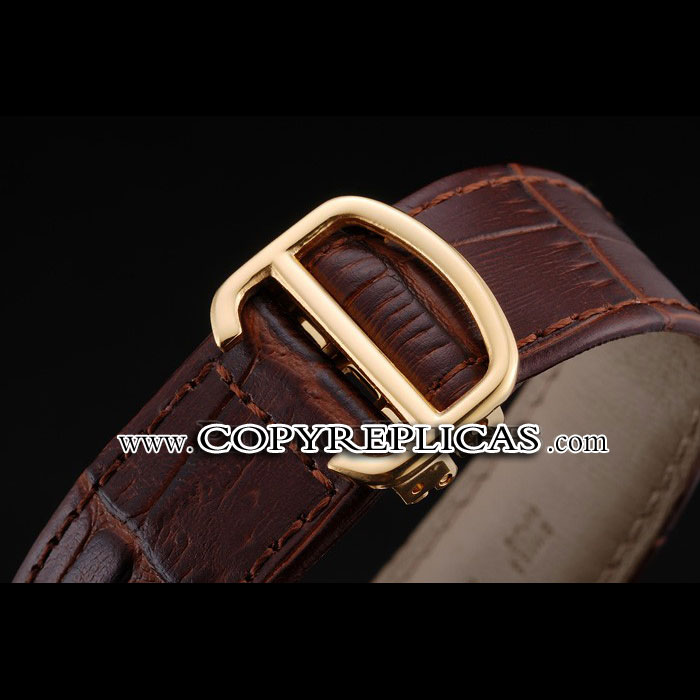 Swiss Cartier Rotonde Small Complication Brown Dial Gold Diamond Case Brown Strap CTR6036 - Photo-4