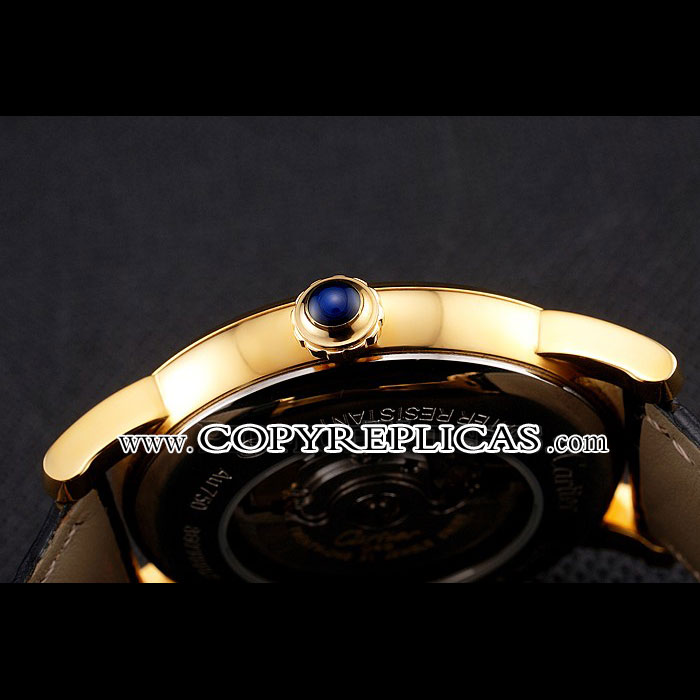 Swiss Cartier Rotonde Annual Calendar Black Dial Gold Case Black Leather Strap CTR6041 - Photo-3