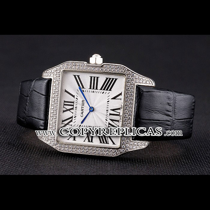 Cartier Santos 100 Diamond Silver Bezel CTR6047 - Photo-2