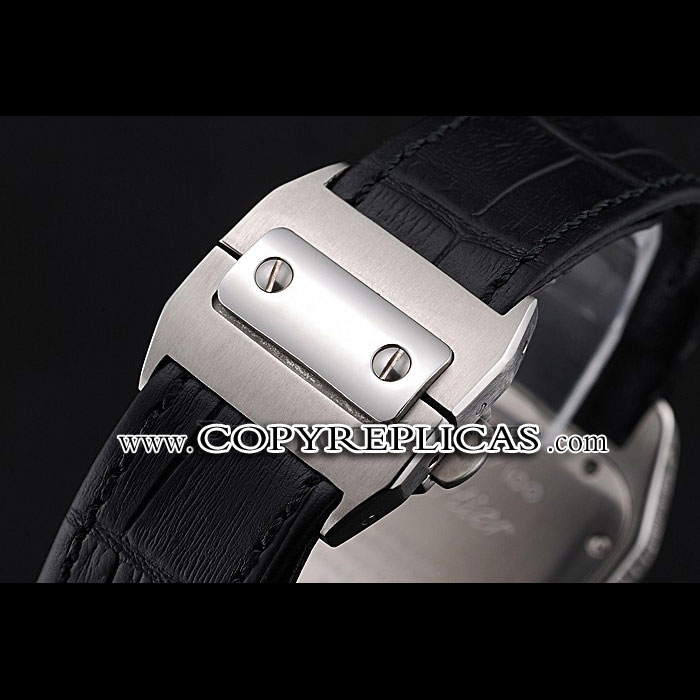 Swiss Cartier Santos Dumont Diamond Case White Dial Roman Numerals Black Bracelet CTR6061 - Photo-3