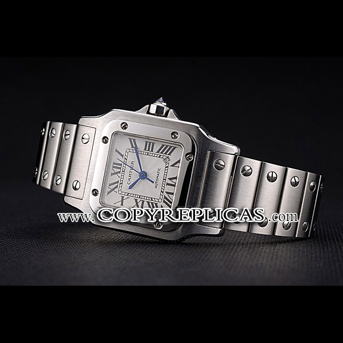 Swiss Cartier Santos White Dial Stainless Steel Case And Bracelet CTR6062 - Photo-2