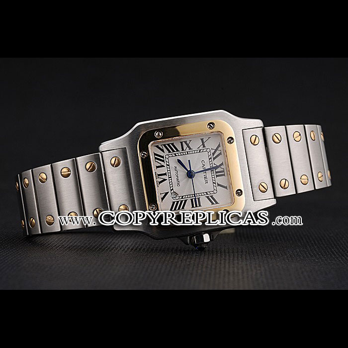 Swiss Cartier Santos De Cartier Galbeee Yellow Gold and Steel Case Steel Bracelet Small CTR6079 - Photo-2