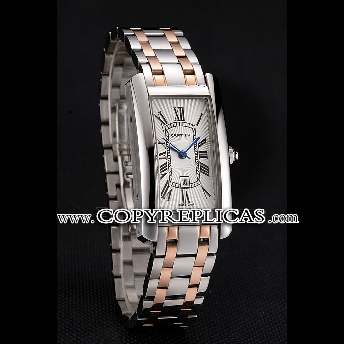 Cartier Tank Americaine 21mm White Dial Stainless Steel Case Two Tone Bracelet CTR6085 - Photo-2