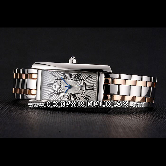 Cartier Tank Americaine 21mm White Dial Stainless Steel Case Two Tone Bracelet CTR6085 - Photo-3