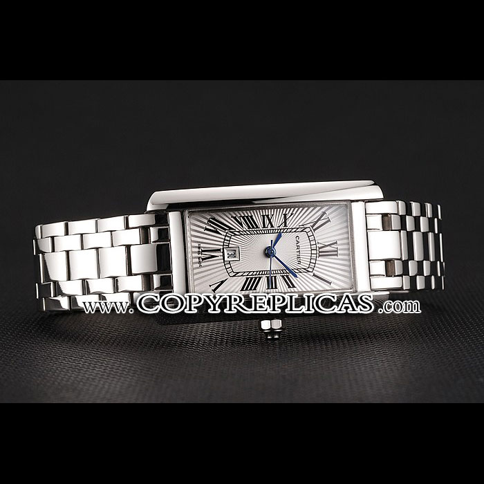 Cartier Tank Americaine 21mm White Dial Stainless Steel Case And Bracelet CTR6086 - Photo-2