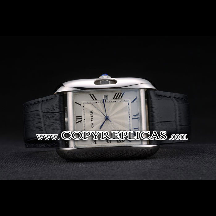 Cartier Tank Anglaise 36mm White Dial Stainless Steel Case Black Leather Bracelet CTR6087 - Photo-2