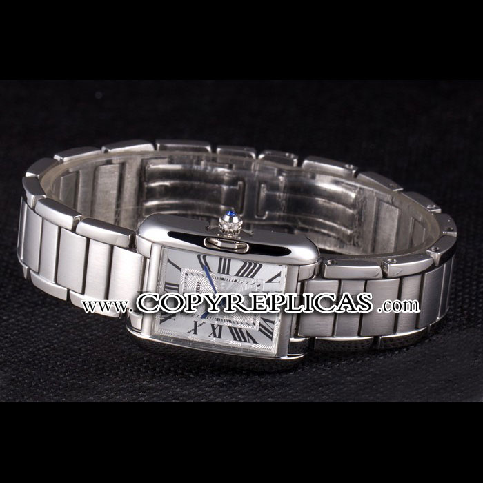 Cartier Tank Anglaise 23mm Silver Dial Stainless Steel Case And Bracelet CTR6089 - Photo-2